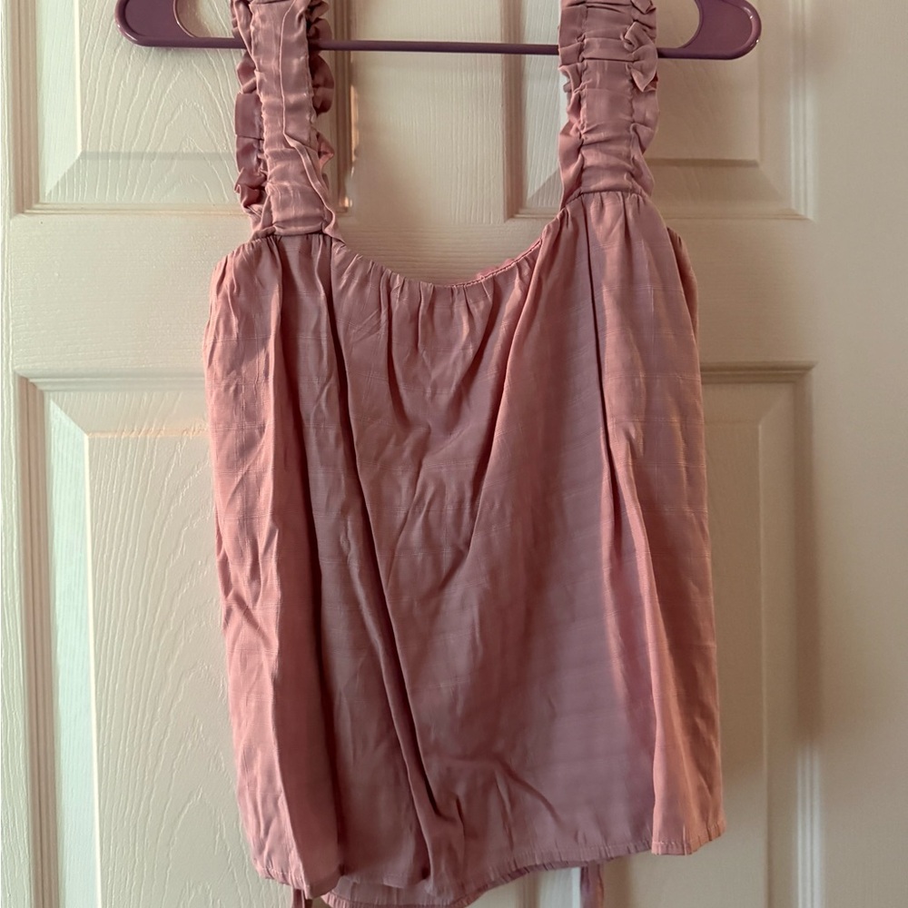 Pink Lily Ruched Strap Tank Top in Soft Pink